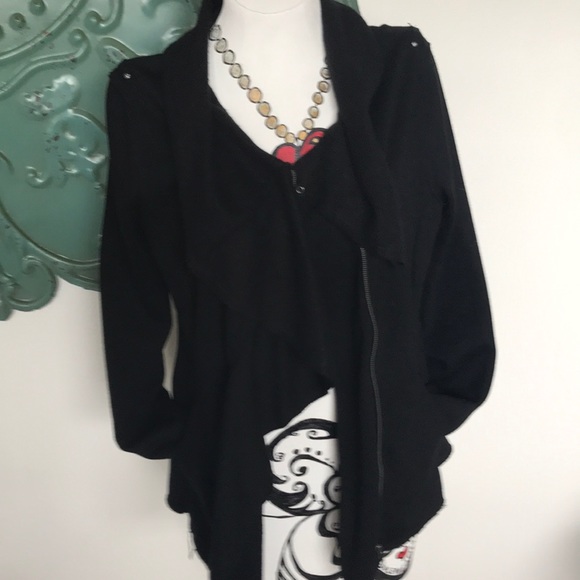 Blanc Noir black fleece zip up jacket - Picture 6 of 7